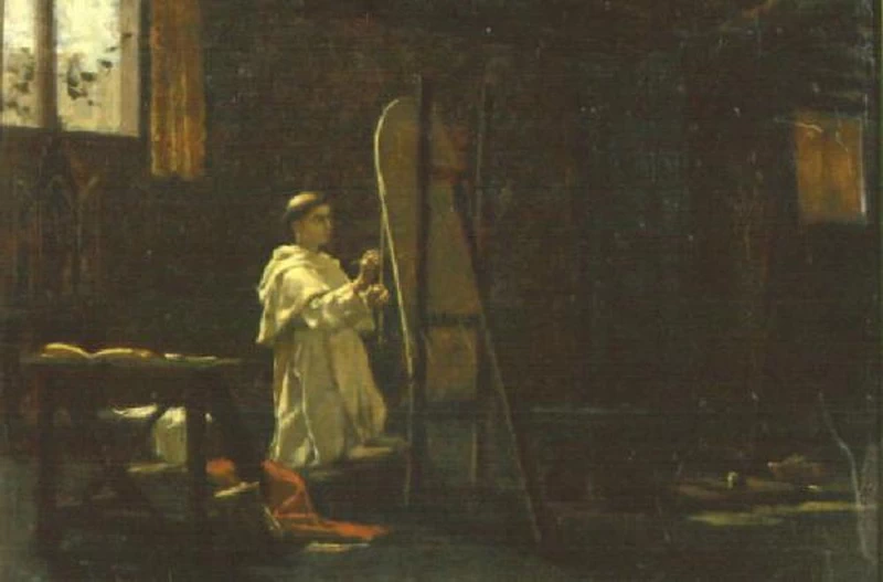 43-Figura di frate che dipinge o la cella del Beato Angelico, 1880 - Musei Civici Santa Giulia, Brescia
